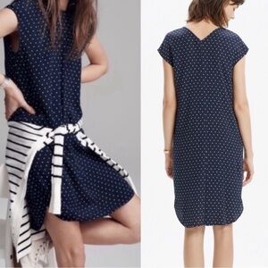 Madewell Navy Polka Dot Short Sleeved Pullover Tunic Dress Size S